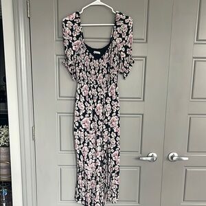 Abercrombie & Fitch Floral Midi Dress - Black and Pink